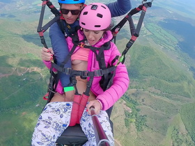 wet pussy squirting in the sky 2200m high in the clouds while paragliding