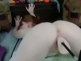redhead pawg camgirl squirts multiple times on sex machine