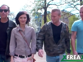 ukrainian girl lina arian gets warmed up in a park and taken home by 3 guys for a gang bang