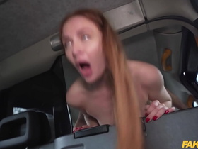 fake taxi redhead milf in sexy nylons rides a big fat dick in a taxi
